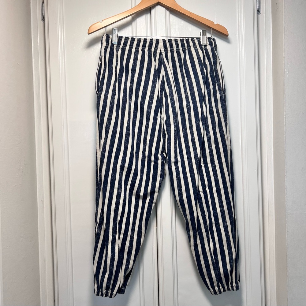 Polo Ralph Lauren Striped Jogger Pants Blue Cream Nautical Sz Small Beach Travel - Picture 5 of 8